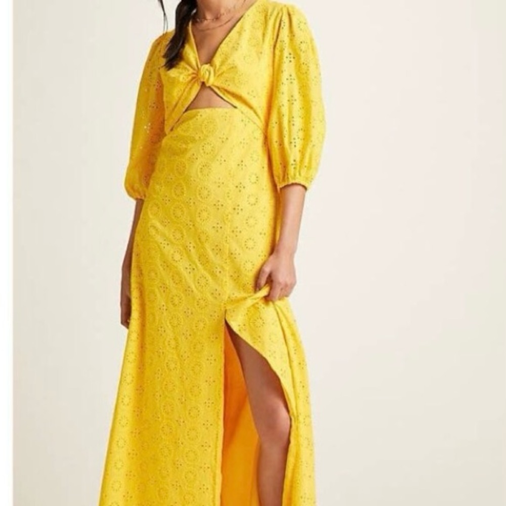 Hutch Sz 8 Yellow Eyelet Cotton Cutout Maxi Dress